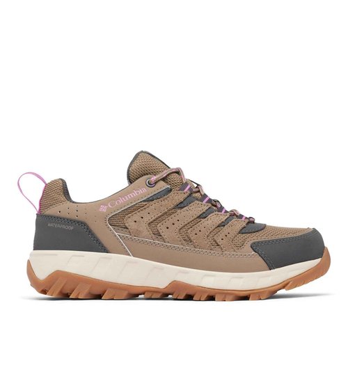 Columbia Womens Strata Trail Low Waterproof, Wet Sand/Berry Patch, 7.5