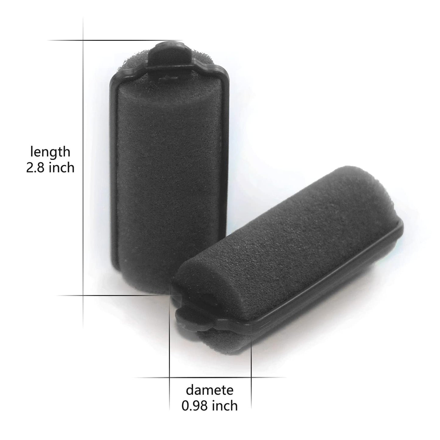 Amzpus 36 Pieces Foam Sponge Hair Rollers - Soft Hair Styling Curlers for Hair Curls (Black, Flexi Rod, 2.8x0.98inch)