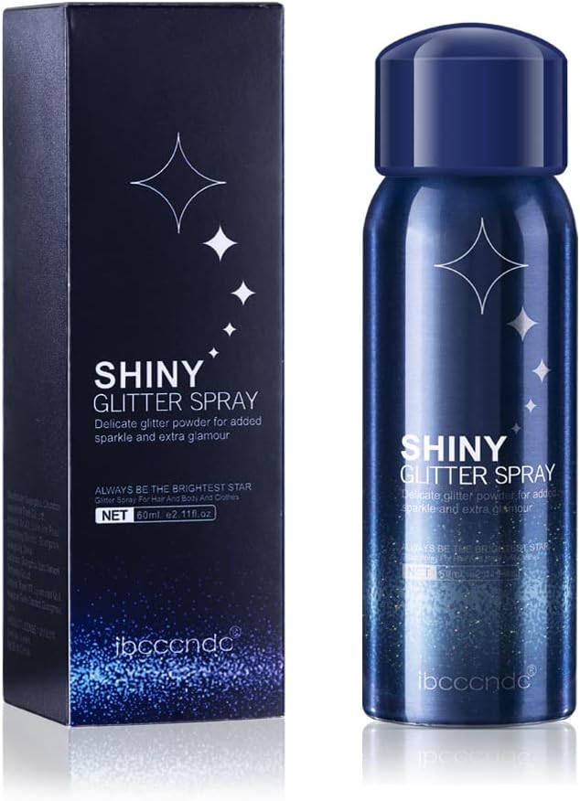 MEICOLY Body Glitter Spray,Silver Glitter Hairspray for Music Festival Rave,2.1Oz Shimmer Waterproof Quick-Drying Sparkle Glitter Spray for Hair and Body,Clothing,Nightclub Shiny Glitter,Prom,Party
