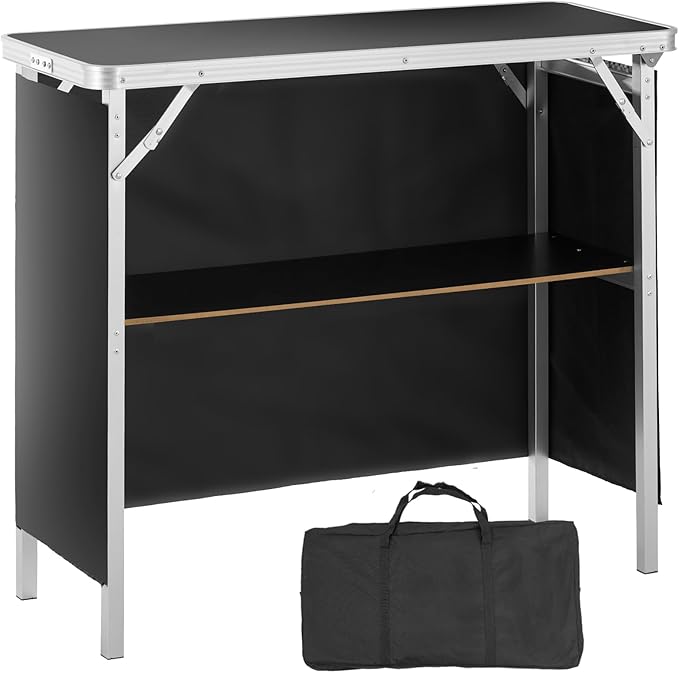 VEVOR Folding Portable Bar Table, Tradeshow Podium Table for Indoor, Outdoor, Party, Picnic, Exhibition, Includes Carrying...
