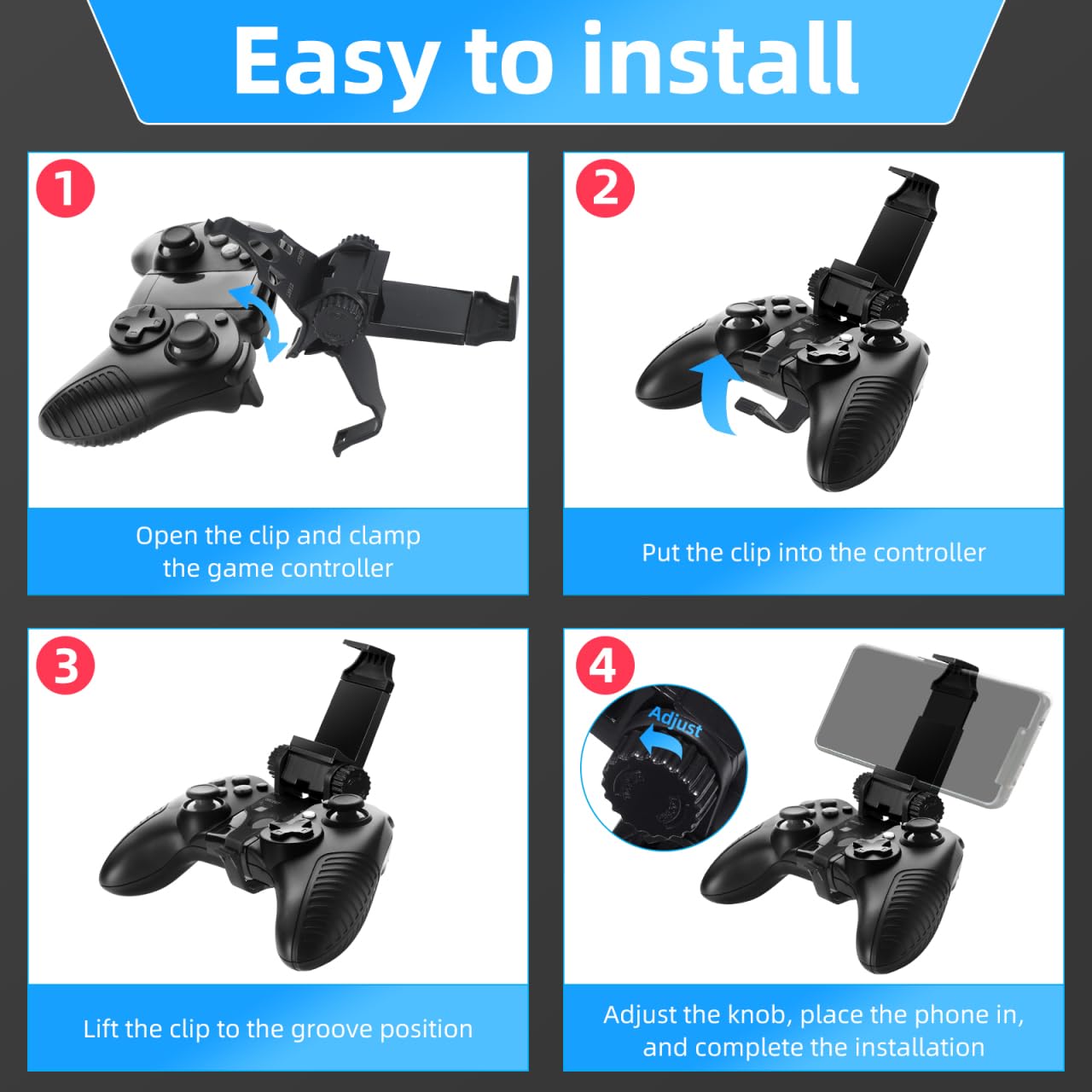 Gadpiparty Game Controller Bracket Holder Phone Stand Clamp For Controller Black Abs Material
