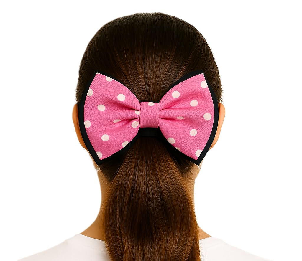 MeeTHan Pink Polka Dot Bows Mice Mouse Hair Clips Ears Elastic Bands Costume Accessories: M12 (Minnie clip 6 cm)