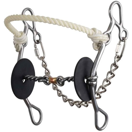 Reinsman 0113-1000 Josey Go-Around Barrel Racing Bit with Noseband | Stage D Combination, 7 1/2" Stainless Steel Cheeks, 5 1/2" 3-Piece Copper Dogbone Mouth & Rope Noseband