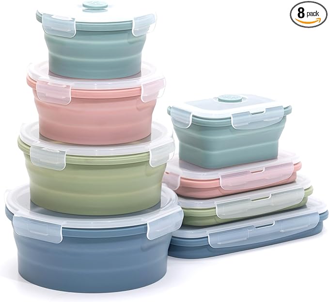 K HOME VT Collapsible Silicone Food Storage Container Set (INDIGO)