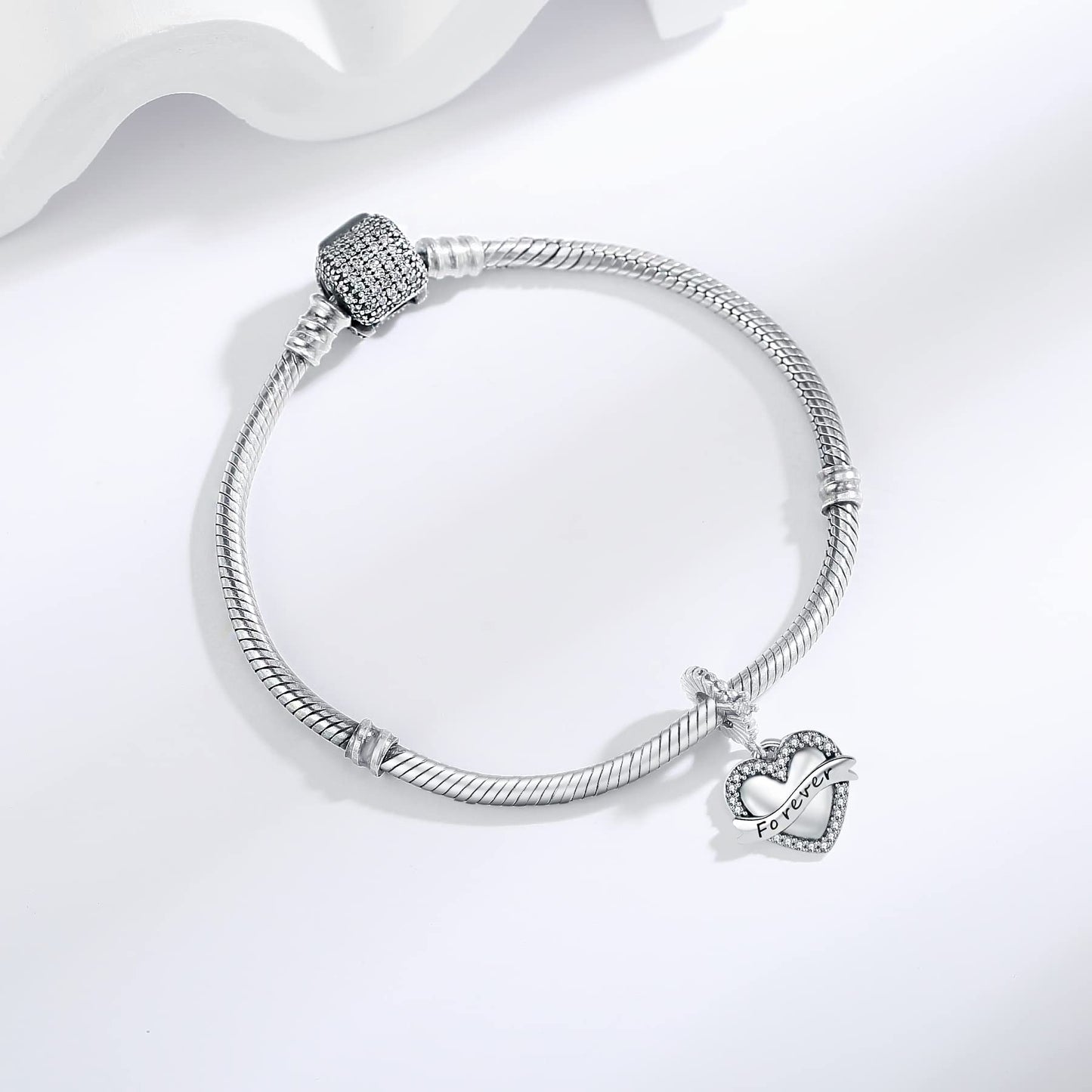 Linorui 925 Sterling Silver Charms Fit Pandora Charms Bracelet I Love You to The Moon and Back Fit Wife Mom Christmas Birthday G