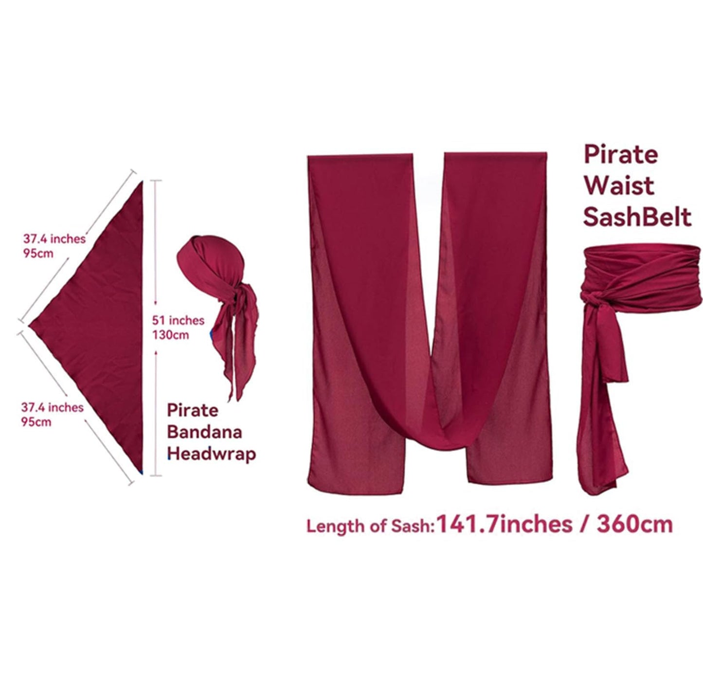 KOTORA Pirate Costume Pirate Head Scarf Bandanas Belt Waist Sash Medieval Belt Pouch Coin Purse Leather Hook Festival Sets (Brown 03-3Bottle)