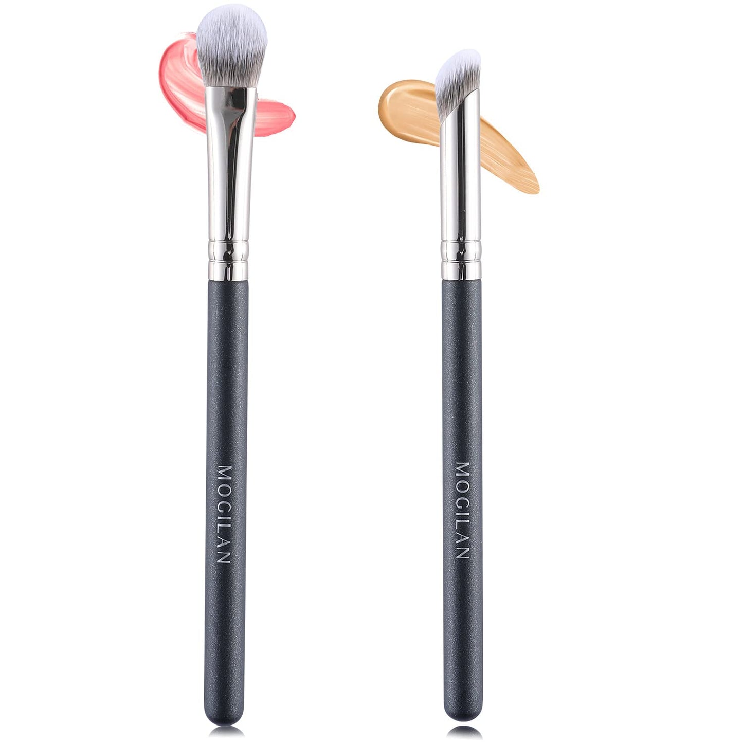 MOGILAN Concealer Brush Set 2pcs Professional Angled Concealer Brushes For Under Eye Concealer Foundation Blending Liquid Cream