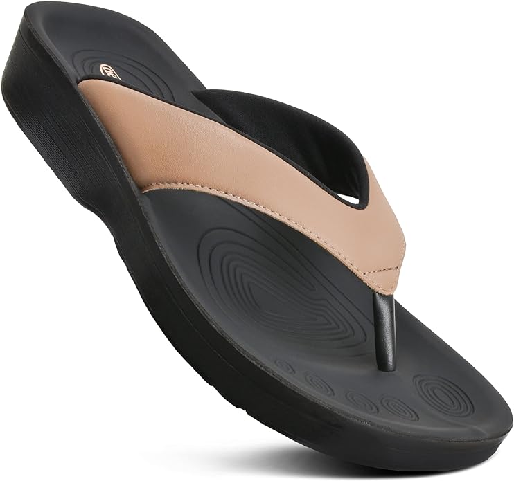 AEROTHOTIC Arch Support Flip Flops for women Stylish Cushioned Padded Straps with Soft Toe Post Slip on Footwear Dressy Tr...