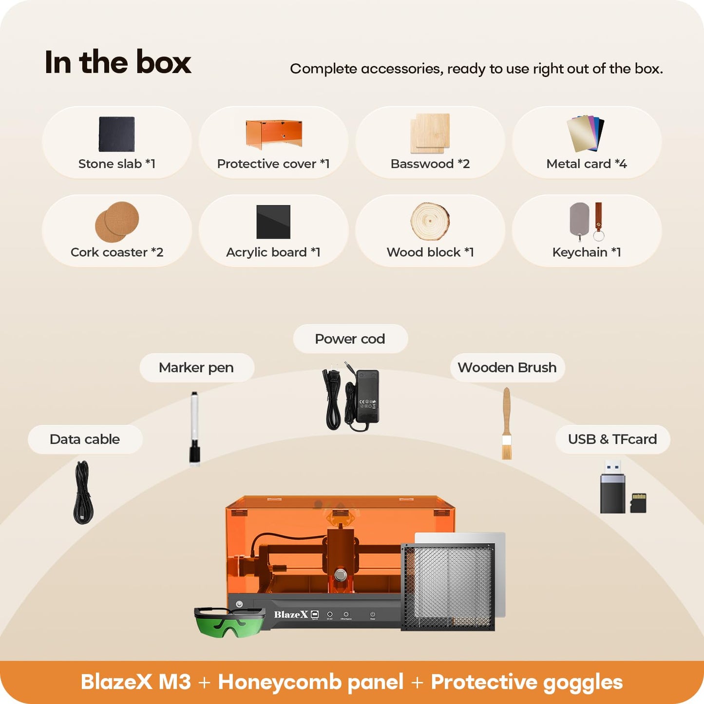 BlazeX M3 10W Laser Engraver Machine, 0.01mm Ultra-precision Laser Cutter and Engraver Machine for Wood Metal Glass Leather, Beginner-Friendly, with Enclosure Honeycomb Engraving Materials, Class 1