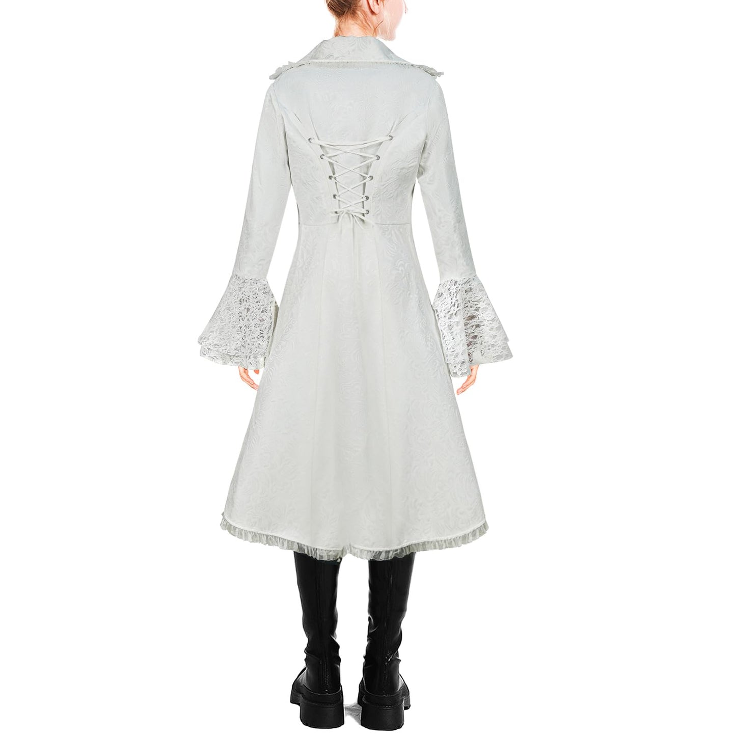 YXYSZZ Women's Pirate Steampunk Jacket Coat Vintage Renaissance Gothic Victorian Tailcoat(L,Z3326WH)