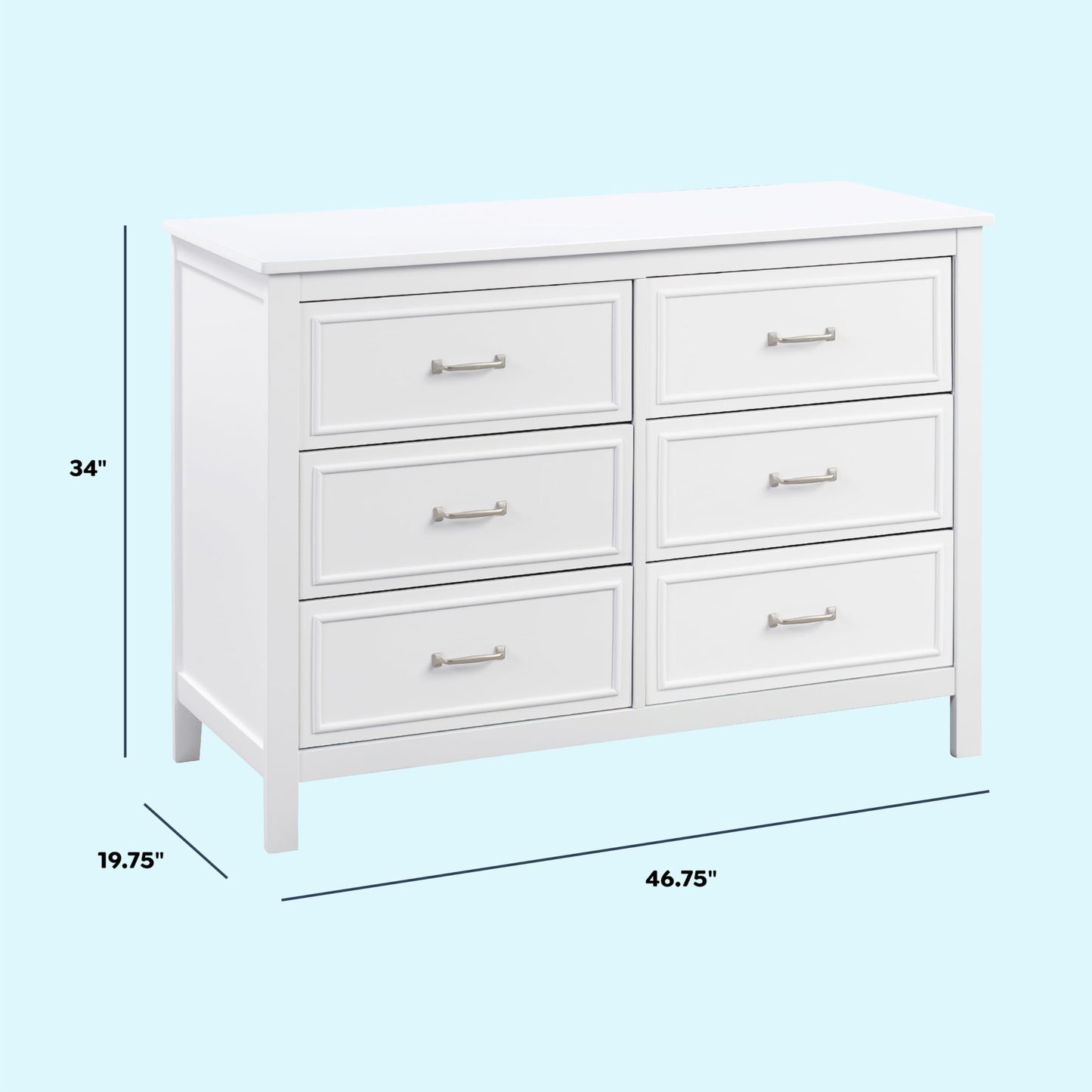 DaVinci Charlie 6-Drawer Double Dresser in White