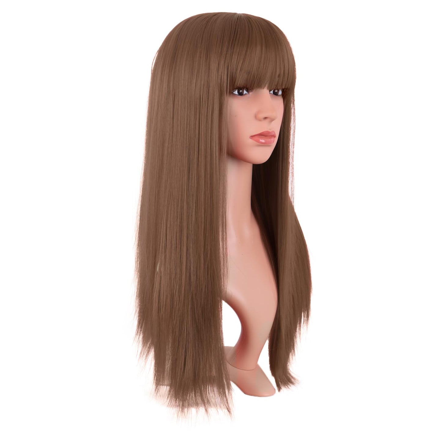 MapofBeauty 24 Inch/60 cm Long Straight Synthetic Hair Heat Resistant Party Cosplay Wig (Medium Brown)