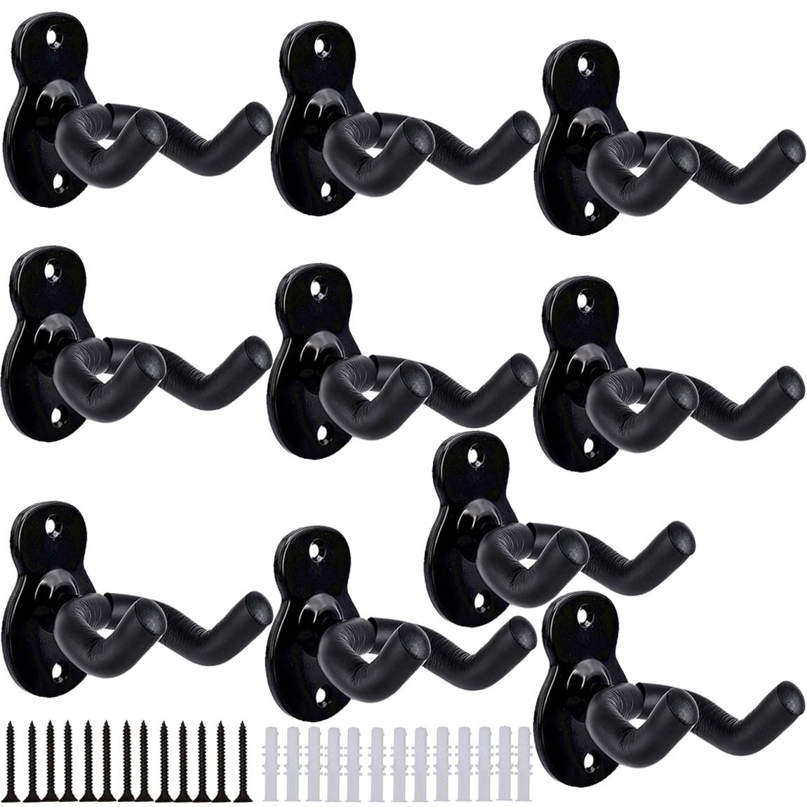 Sound harbor Guitar Wall Mount 10 Pack, Guitar Wall Hanger Sturdy Metal Hook Stand Wall for Acoustic, Electric Guitar, Banjo, Ba