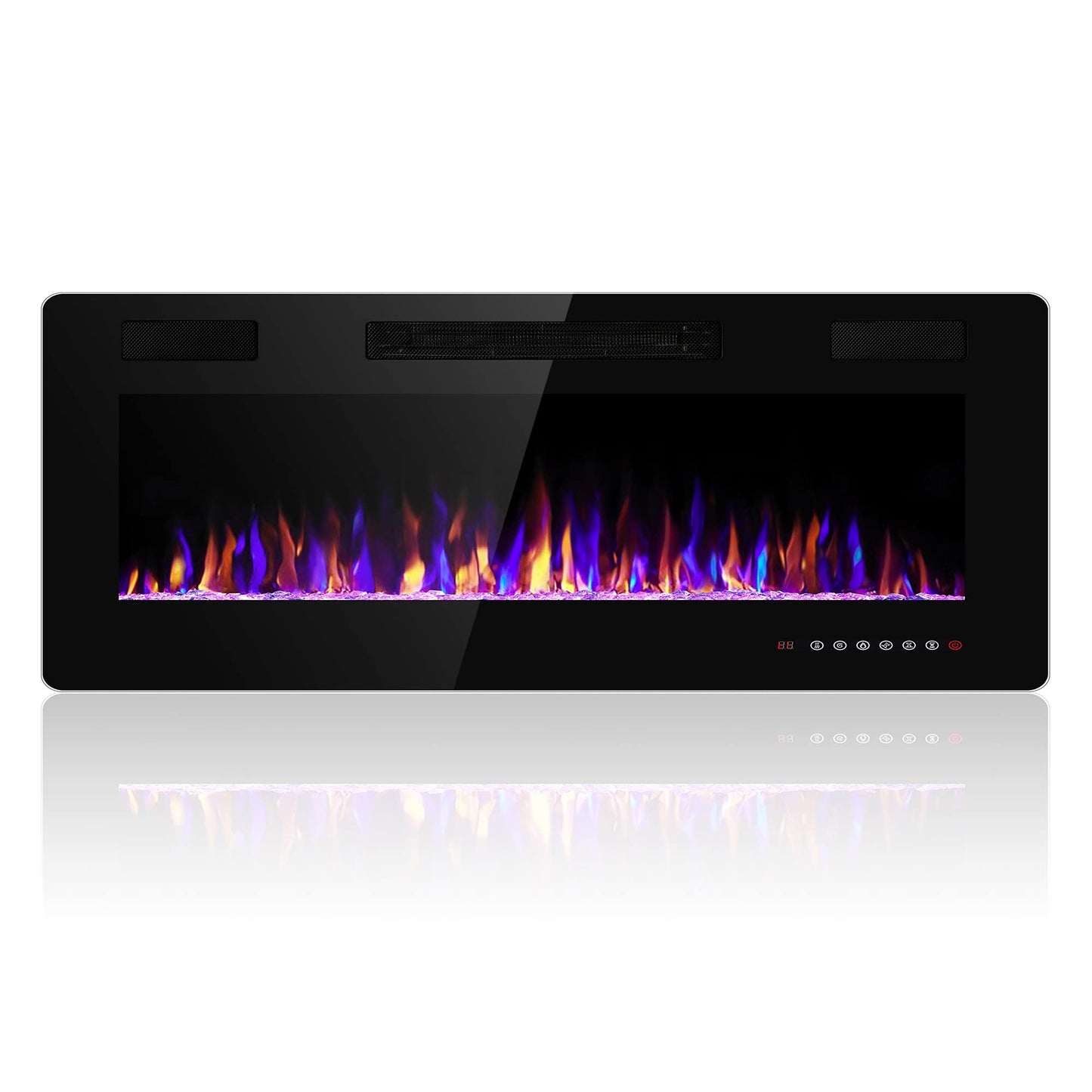 Electactic 36 Inch Electric Fireplace Insert Ultra-Thin - Recessed & Wall-Mounted Fireplace Heater With Thermostat, Adjustable F