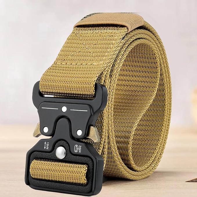 Men's Tactical Belt - Heavy Duty Nylon Web Belt with Quick Release Buckle