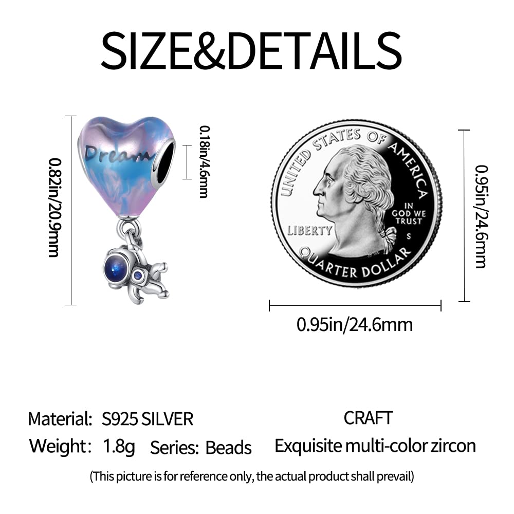 Pandach 925 Sterling Silver Charms for Bracelet&Necklace Dangle Pendant Bead with 5A Cubic Zirconia Stones,Jewelry Beads Gifts f