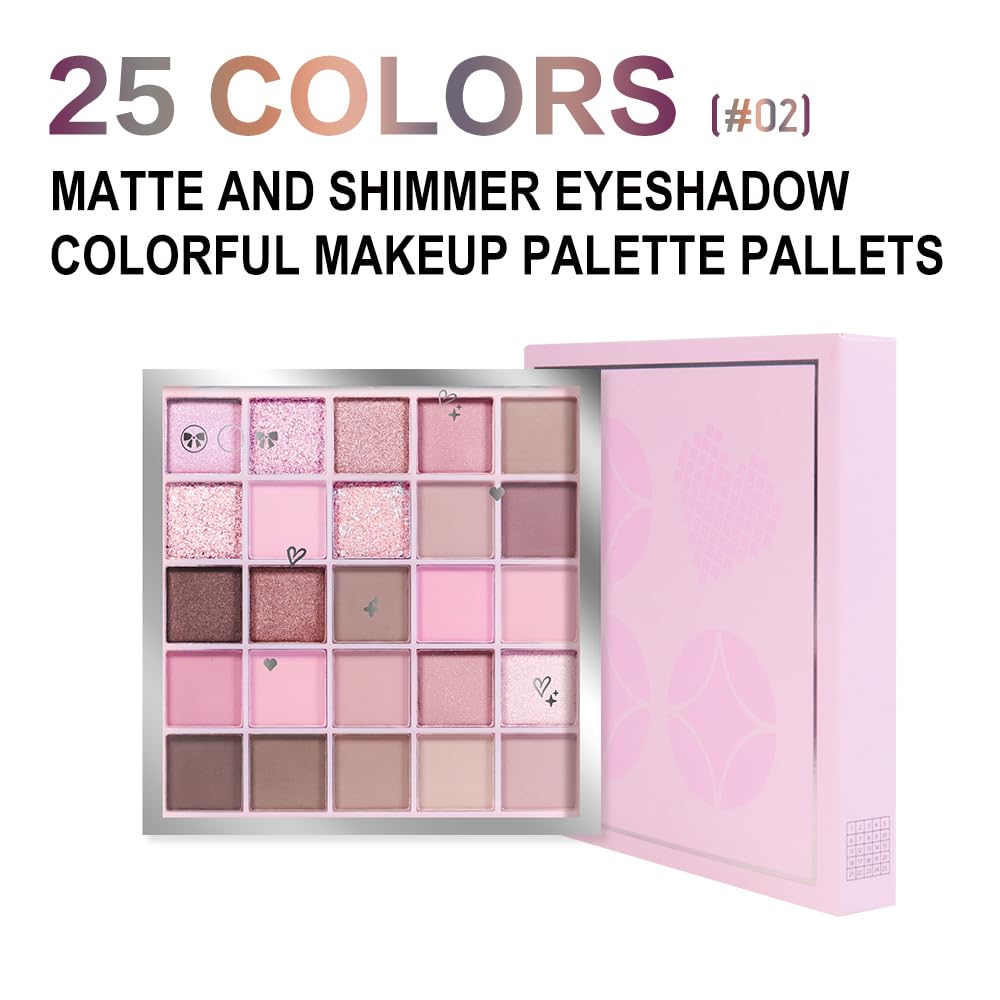 WanTuoluo Eyeshadow Palette, 25 - Shades Matte & Shimmer Finishes, Glitter Pigment Eye Makeup, Blendable Powder Cream, Rich Colo