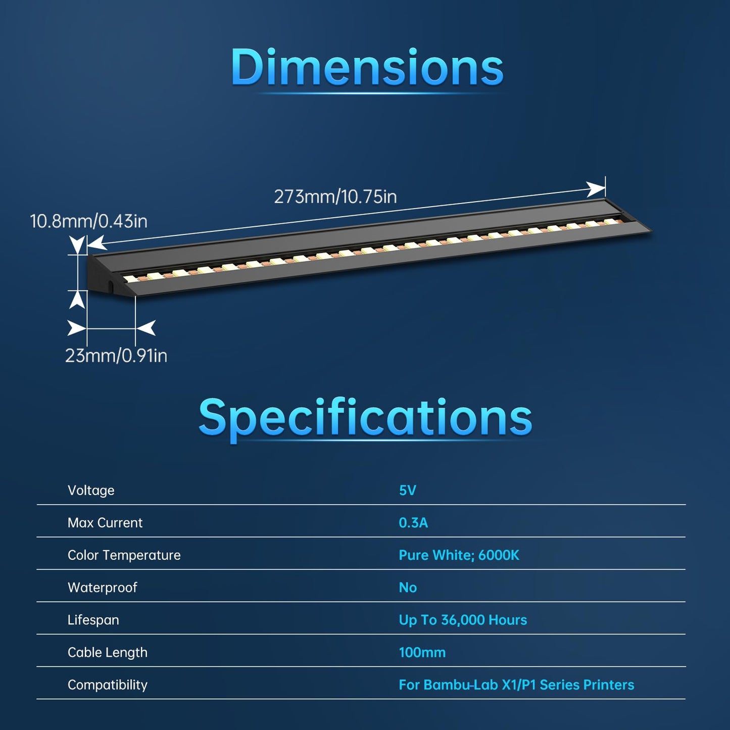 BIGTREETECH Direct BIQU Panda Lux for Bambu-Lab P1S P1P X1C X1E 3D Printers, LED Light Strip Upgrade Kit 5V 0.3A, Easy to Install