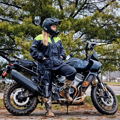 BYKR Waterproof Outdoors Motorcycle Rain Suits for Men & Women Cycling 2-Piece Breathable & Windproof Wet Weather Protection