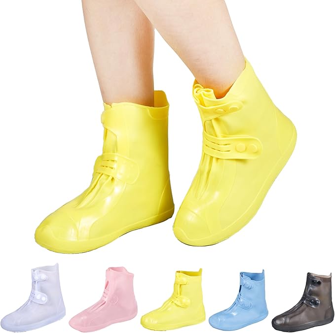 Dream Apparel Waterproof Rain Shoe Covers for Women Men, Non-Slip Reusable Foldable Boot Covers Rainproof Overshoes Over S...