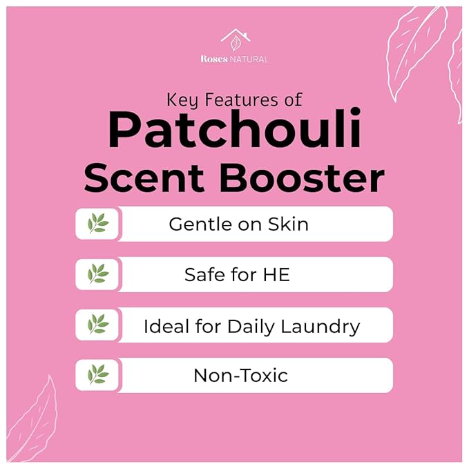 Patchouli In-Wash Laundry Scent Booster 16 oz by Roses Natural – Long-Lasting Musky Fragrance Beads, Plant-Based & Non-Toxic Laundry Freshener, Fabric-Safe