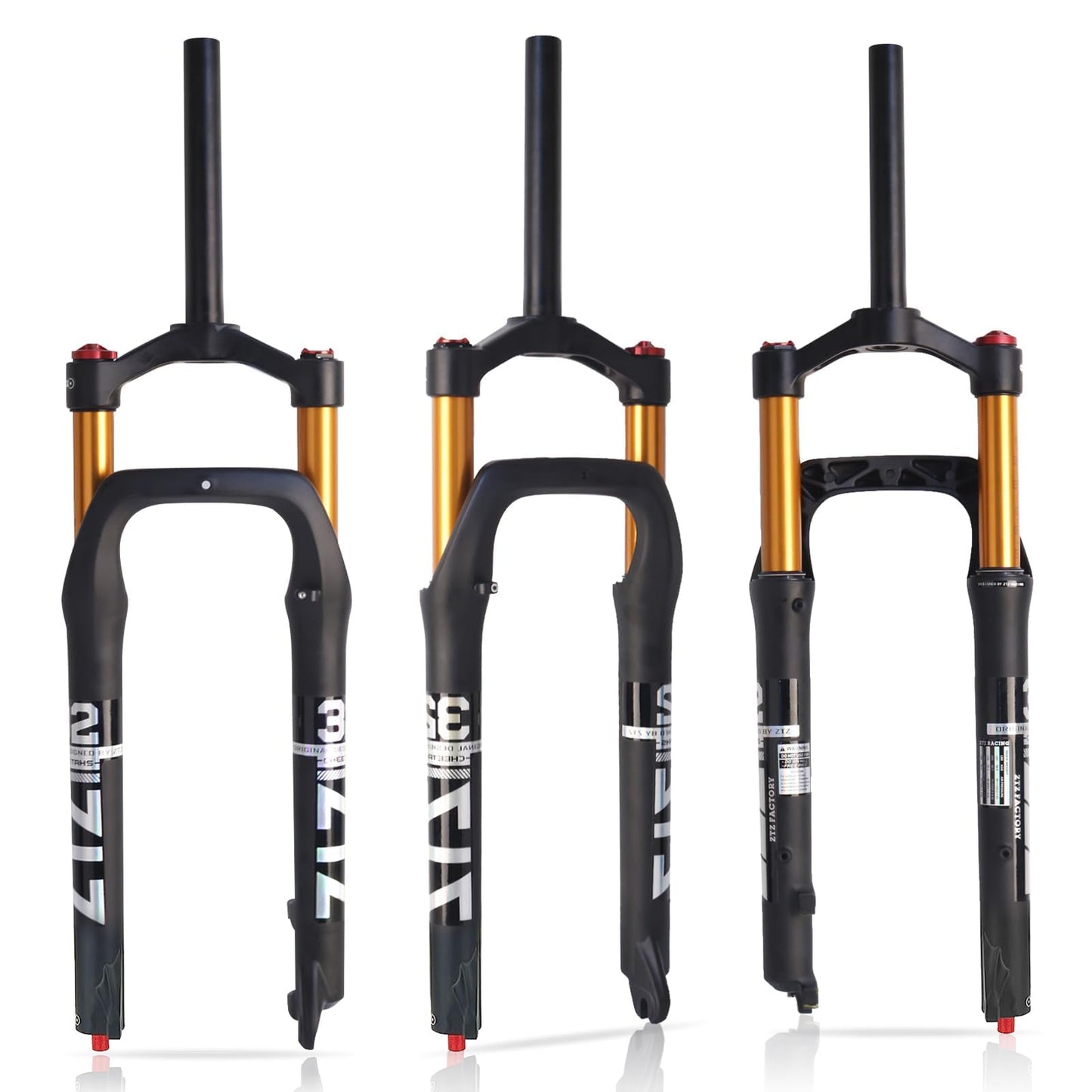 ZTZ 26 * 4.0 inch Fat Tire MTB Air Suspension Fork - Ultralight Rebound Adjustment Front Fork,120mm Travel, 135mm Spacing Hub，9mm QR，Crown Lockout， Ideal for Snow Beach XC Mountain Bikes
