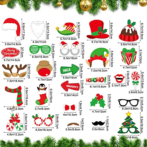 Photo Booth Party Props 32 Pcs - Inflatable Picture Frame & Props for Xmas Family Winter Holiday Games Decorations & Favor...