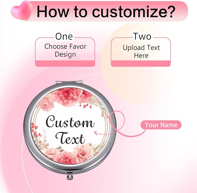 Eunigem Personalized Compact Mirror for Women-Custom Mirror Gifts for Bridesmaid,Wedding,Birthday,Mom,Friend,Wife,Christian