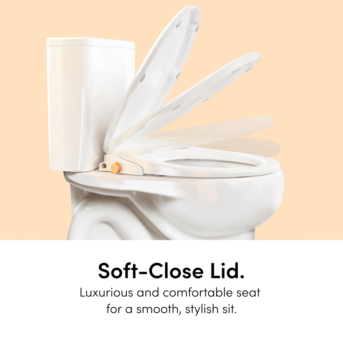 TUSHY Oasis Non-Electric Warm Water Bidet Seat (Elongated): Self-Cleaning Dual Nozzles, Adjustable Temp & Pressure (10-Min DIY Install, Soft-Close Lid, Sleek Design), Spa-Like Comfort, Platinum Knob