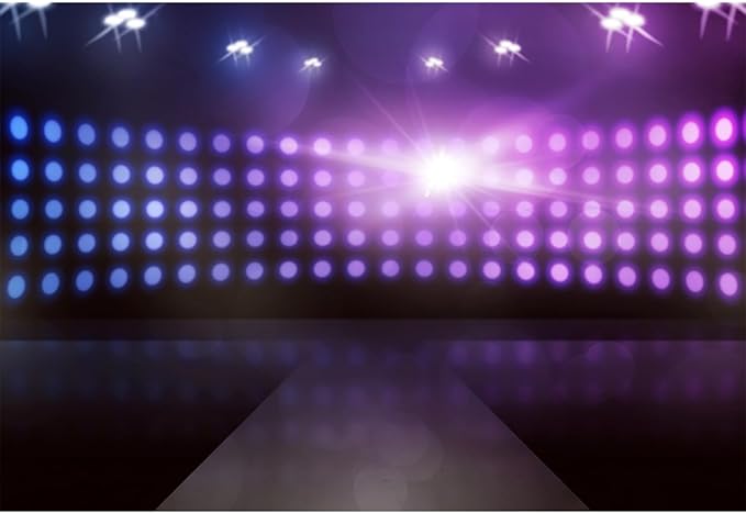 Baocicco Empty Stage with Lamp Sparkling Backdrop 12x8ft Photography Background Spotlight Catwalk Model T Stage Show Fashi...