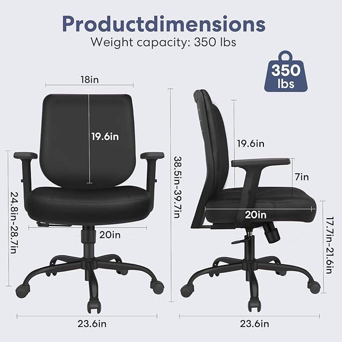 Schwake Office Chair Home Office Desk Chair with Adjustable Arms - Mid Back Computer Chairs for Adults - Swivel Task Chair Comfortable for Home Office