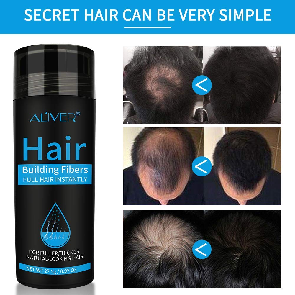 Aliver Hair Fibers for Thinning Hair with Spray Dark Brown - Undetectable Natural Formula - Thicker Fuller Hair in 15 Seconds - Conceals Hair Loss & Look Younger - Designed for Men & Women,0.97Oz