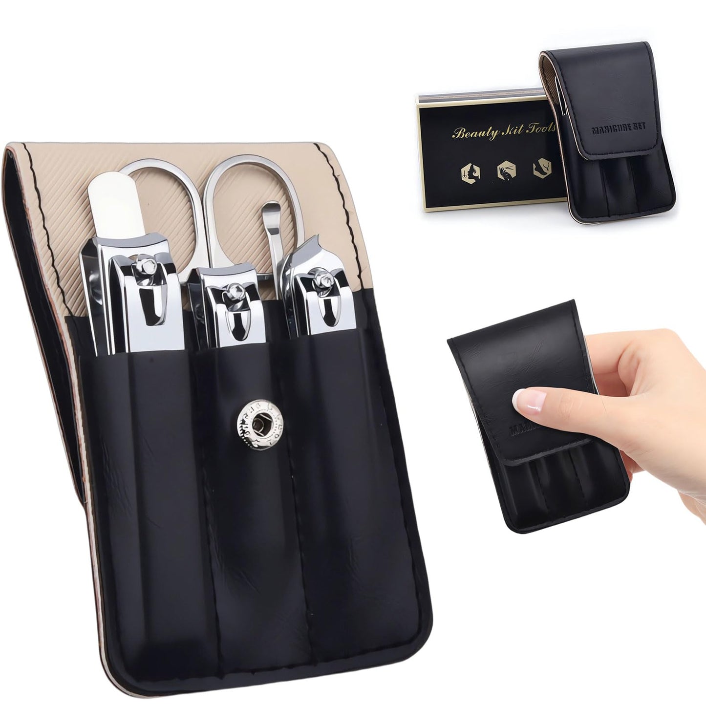 Nail Clipper Set, 6 Pcs Toenail Clippers, Stainless Steel Fingernail Clipper, and PU Leather Manicure Set, Purse Essentials Travel Nail Kit Gift Ideas