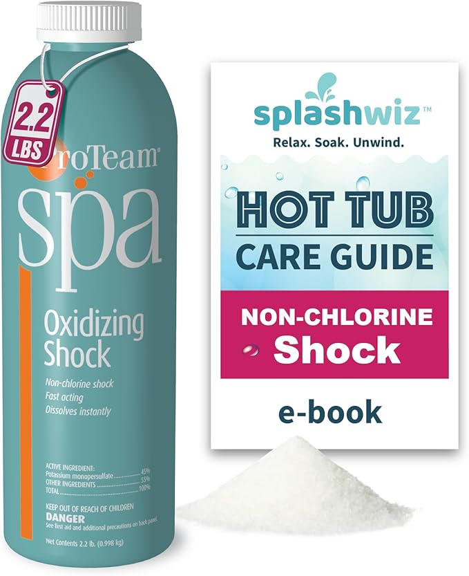 ProTeam Non-Chlorine Spa Shock for Hot Tub – Fast-Acting Oxidizing Shock Treatment, Clears Cloudy Water & Eliminates Odors – Made in USA, 2.2 lb + SplashWiz Care e-Book