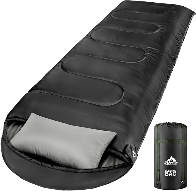 MEREZA 0 Degree Winter Sleeping Bag for Adults Kids with Pillow, Cold Weather Sleeping Bag for 4 Season Camping Hiking Bac...