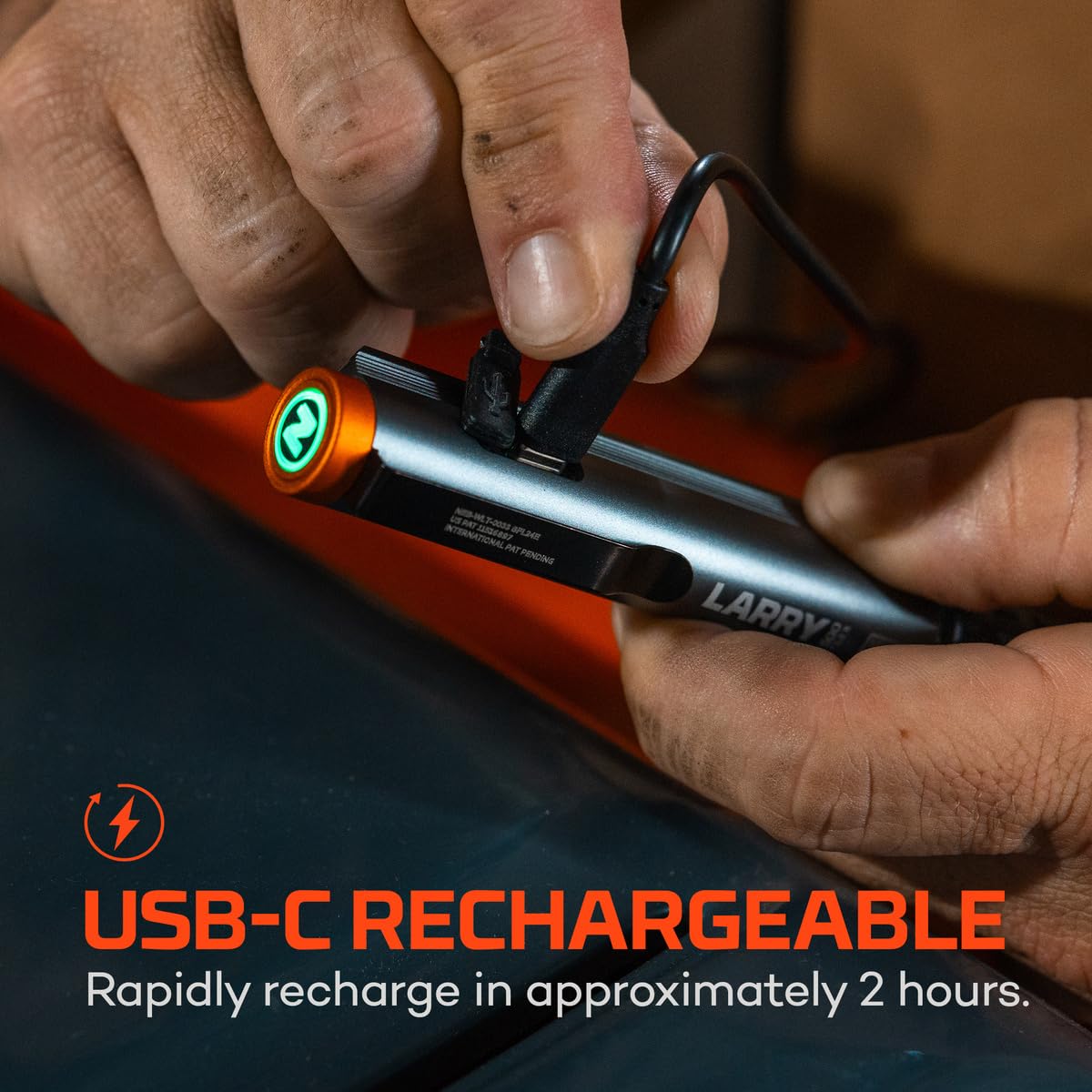 NEBO Larry 500 Flex Work Light | 500 Lumens, 6 Light Modes, Compact, Rechargeable COB Light & Mini LED Flashlight, Powerful Magnetic Base, Waterproof, Includes USB Charging Cable