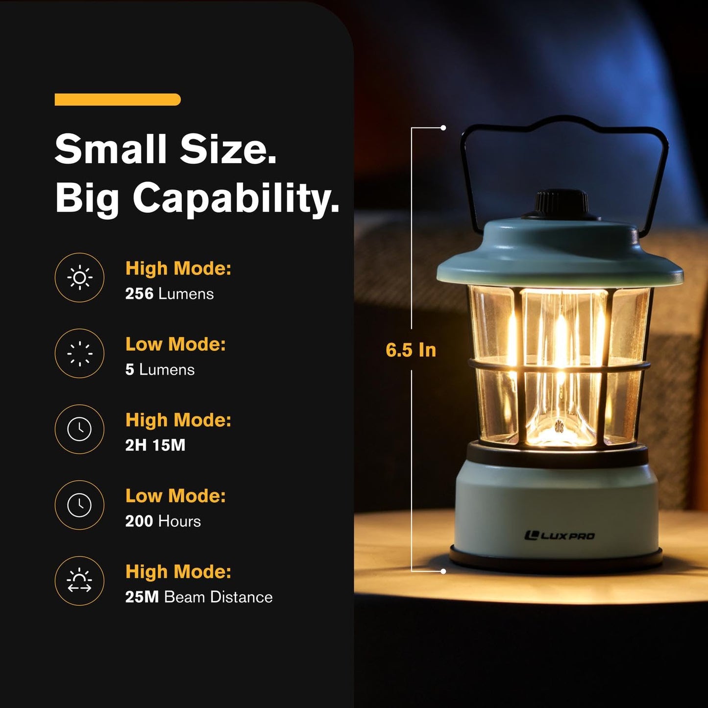 LUXPRO Retro LED Lantern - Battery-Powered Emergency Lantern - Water Resistant - Bright LED Lamp for Indoor & Outdoor Use - Use for Tents, Hiking or Hurricane Prep - Blue