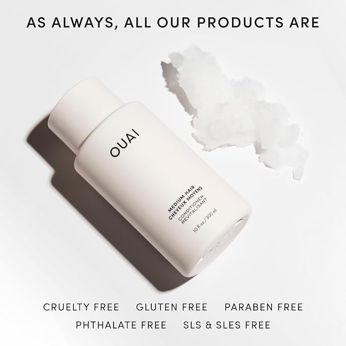 OUAI Medium Conditioner Refill - Hydrating Hair Conditioner with Coconut Oil, Babassu Oil, and Keratin - Strengthens, Repairs and Adds Shine - Paraben and Phthalate Free Hair Care Products (32 Oz)