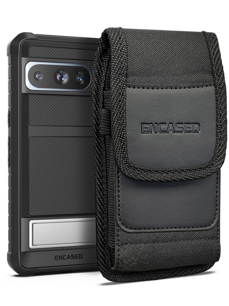 Encased 2-In-1 Case With Belt Pouch For Google Pixel 8 Pro Case - Shockproof Cover With Phone Holder Holster (Black)