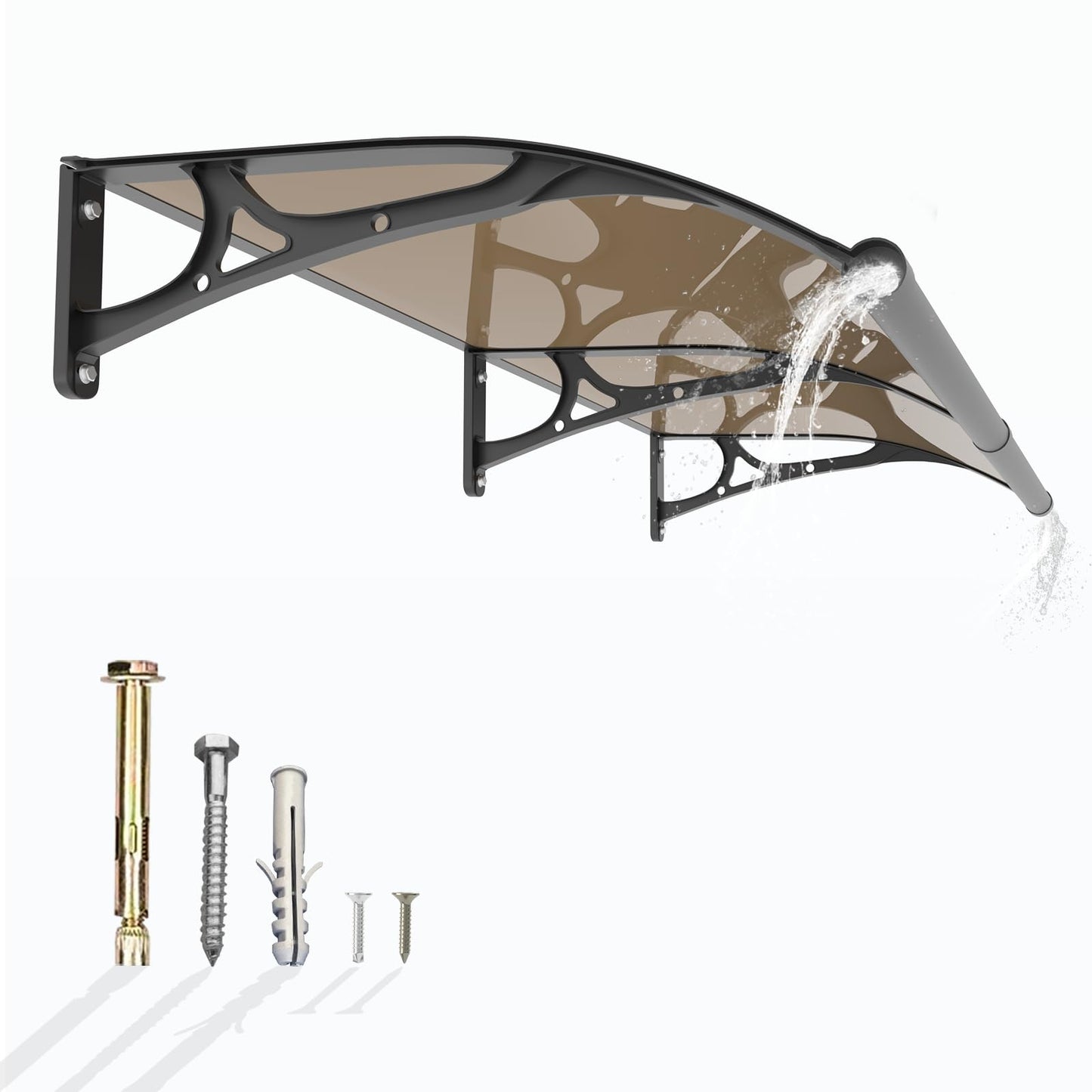 GUANSU-CN Door Awning Window Canopy,40x60 Inches Awnings for Doors with Sink,Polycarbonate House Outdoor Patio Awning Canopy UV Rain Snow Sunlight, Porch Awning with Sturdy Aluminum Bracket