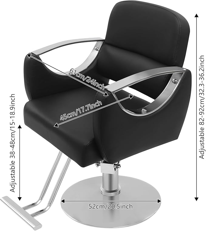 Barber Salon Chair, Salon Chairs for Hair Stylist,hair Chair with Heavy Duty Hydraulic Pump & Footrest, 360 Degrees Rolling Swivel Spa Beauty Equipment for Hair Stylist Women Man, 440 Lbs (Black)