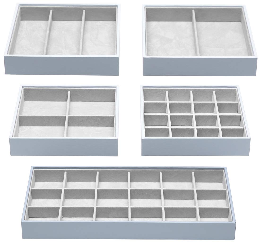 ORIGIA Magic Stackable Jewelry Trays Closet Dresser Drawer Organizer for Accessories, Gadgets & Cosmetics, Storage Display Showc
