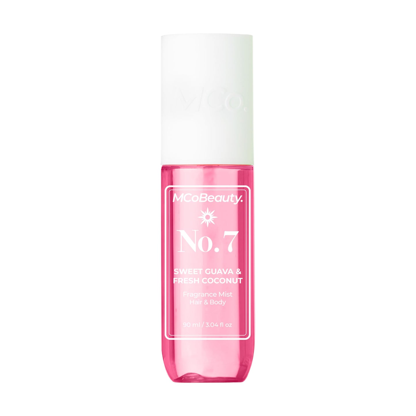 MCoBeauty - Fragrance Mist No. 7 - Light Body Mist and Hair Perfume with Sweet Guava & Fresh Coconut, Fruit Scent with Tropical Notes - Vegan, Cruelty Free - Gifts for Women, Feminine Spray - 90ml