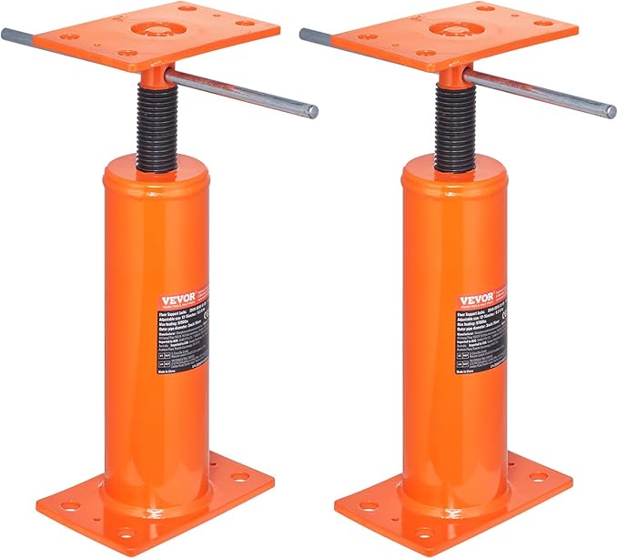 VEVOR House Floor Jacks, 2 Pack, 12"-16" Height Range, 9700 lbs Max Load Capacity Per Unit, Adjustable Support Beam Basement Jack Post Pole for Leveling, Steel Telescoping Jack for Temporary Support