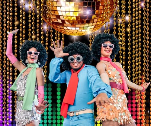 Lexfvpoo Disco Backdrop 10x8ft Golden Glitter Disco Ball Photo Background for Photography 70s 80s 90s Theme Party Decorati...