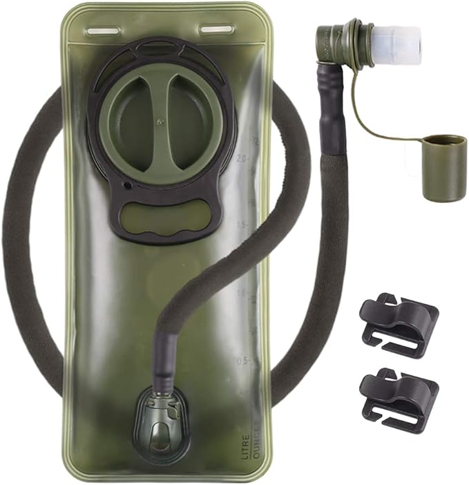 2L Hydration Bladder, BPA Free Water Bladder for Hiking Backpack 2 Liter Military Green Water Storage Bag with Insulated T...