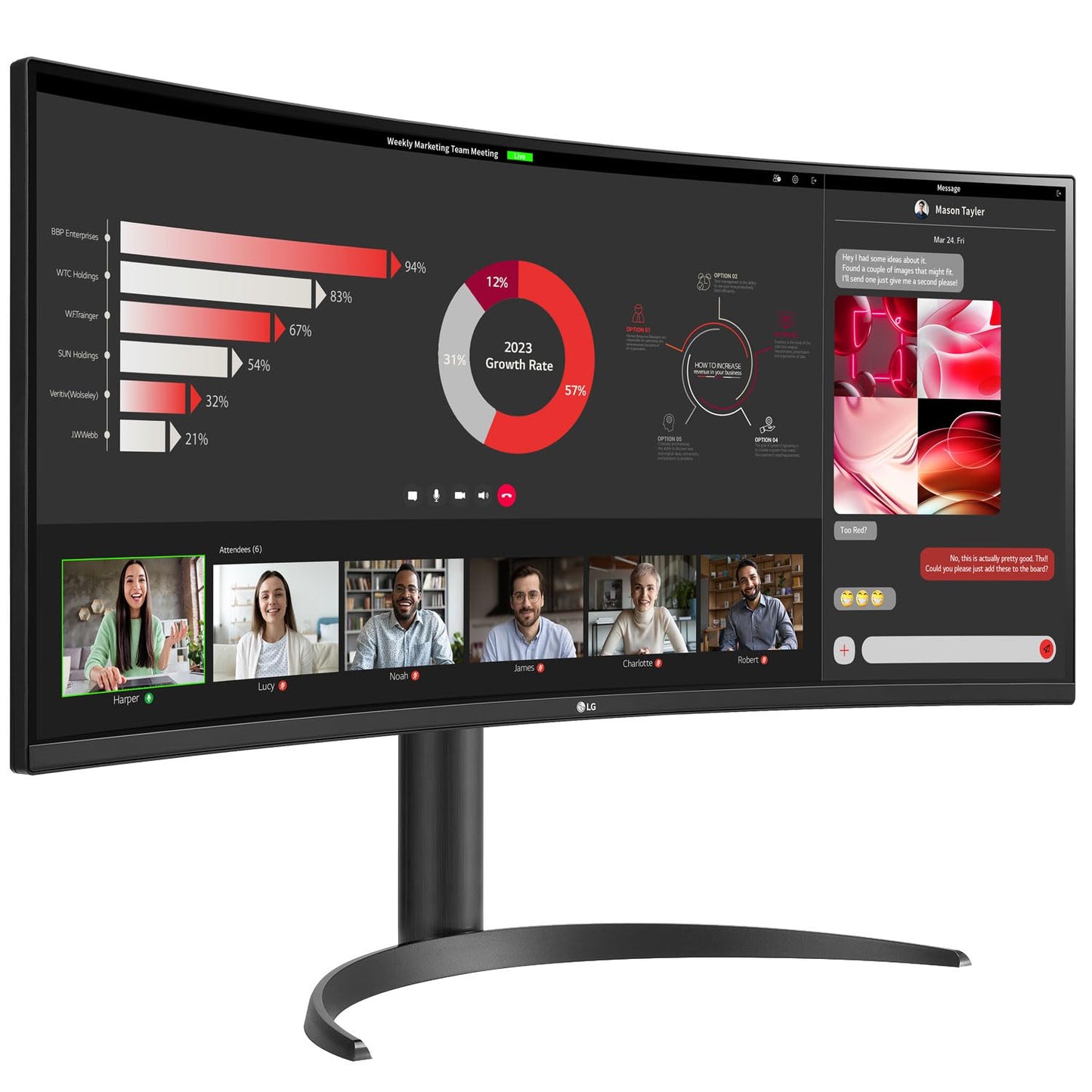 LG 34WR55QC-B 34" Curved UltraWide WQHD HDR 10 100Hz Monitor with USB Type-C, 3440x1440 Curved Display, 100Hz Refresh Rate, AMD FreeSync, Borderless Design