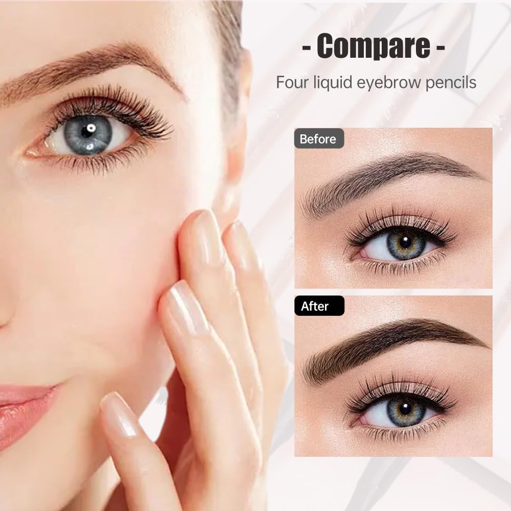 Microblading Eyebrow Pencil, 2025 New Waterproof Eyebrow Pencil, Premium Microblading Eyebrow Pen with 4 Tip, Long-Lasting Natural Magic Eyebrow Makeup Fine Stroke Eye Brow Pen for Women (All-4Pcs)