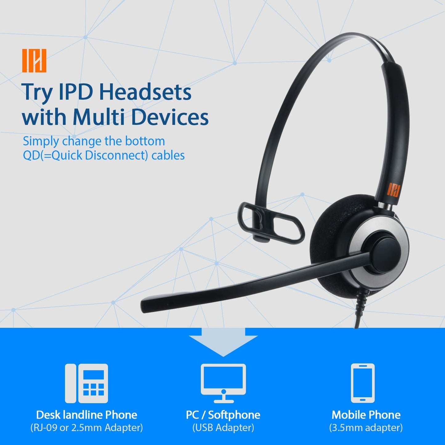 Ipd Iph-160 Phone Headset With Noise Cancelling Microphone For Office And Call Center - Compatible With With All Yealink Sip,Sno