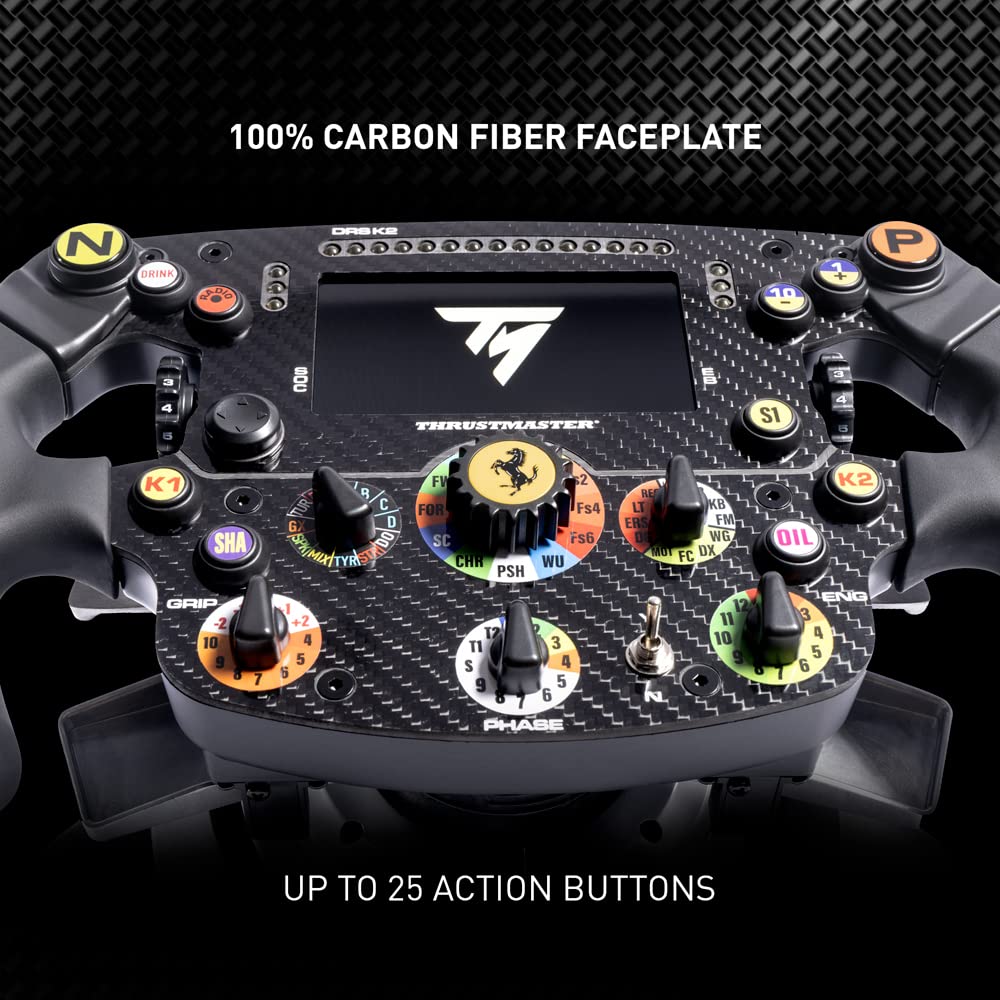 Thrustmaster Ferrari SF1000 Edition Formula Wheel Add-On, Carbon Fiber Faceplate, Built-In IPS LCD Display, 25 Action Buttons, Magnetic Paddle Shifters, Compatible with PS5, Xbox Series X|S & PC